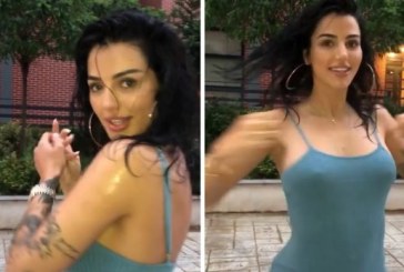 Morena Taraku me vallëzim seksi në shi