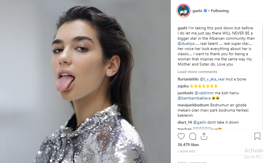 Gashi: Faleminderit Dua Lipa që më frymëzon si nëna dhe motra ime, të dua