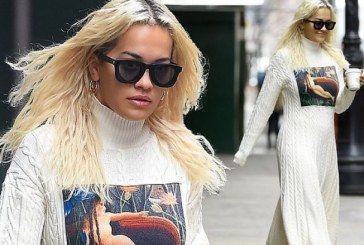 Rita duket si një zonjë e vërtetë ndërsa shijon një kafe rrugëve të New Yorkut