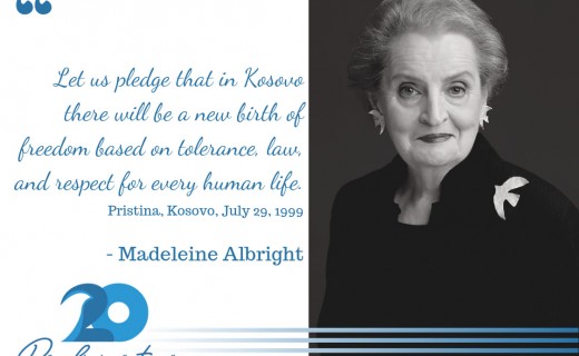 Madeleine Albright më 12 qershor feston në Kosovë