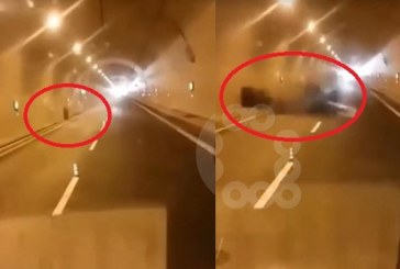Goma e veturës shpërthen si “bombë” në tunelin e Kalimashit, kosovari filmon momentin e frikshëm