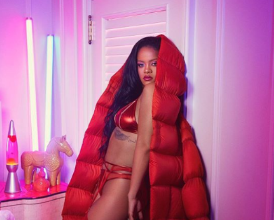 Rihanna shfaqet shumë seksi me të brendshme vjollcë