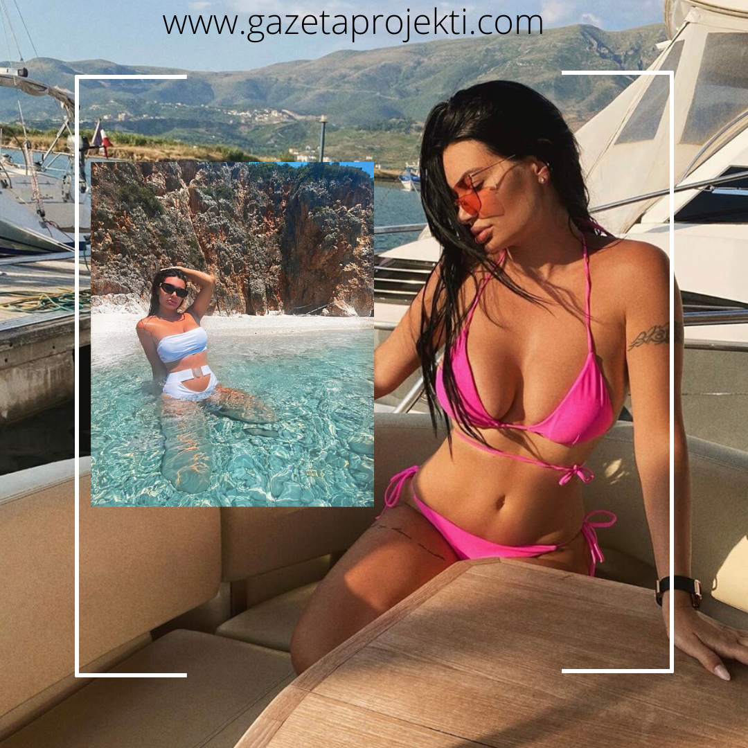 Zaimina me pozë joshëse e lagur në det