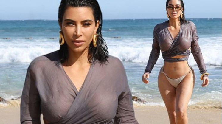 Mbani frymën, Kim shfaqet me këmishë transparente dhe e lagur buzë detit