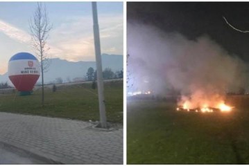 Digjet baloni i vendosur në hyrje të Pejës u tha se kishte ngjyra te flamurit Jugosllav