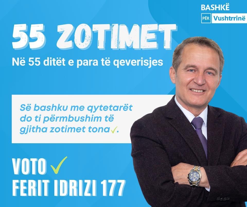 Ferit Idrizi prezanton 5 nga 55 zotimet e tij për Komunën e Vushtrrisë