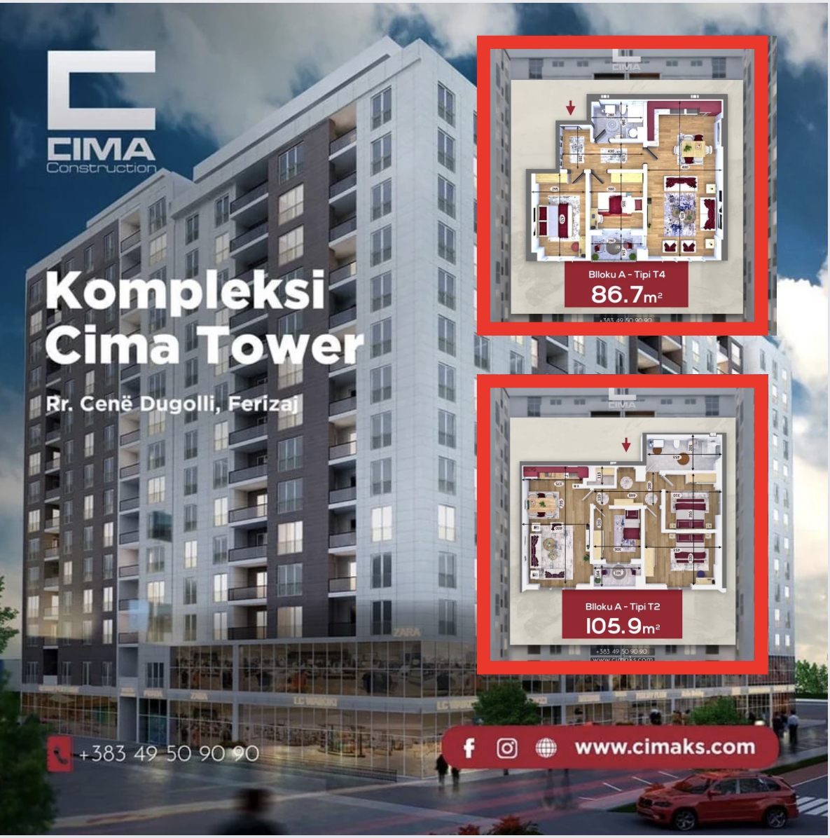 Gjigandi i ndërtimeve “Cima-Construction”, prezanton modelin më të mirë të banesave në kompleksin “Cima-Tower”