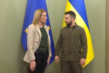 Presidentja e Parlamentit Evropian viziton Kievin në kohë lufte, takohet me Zelenskyn